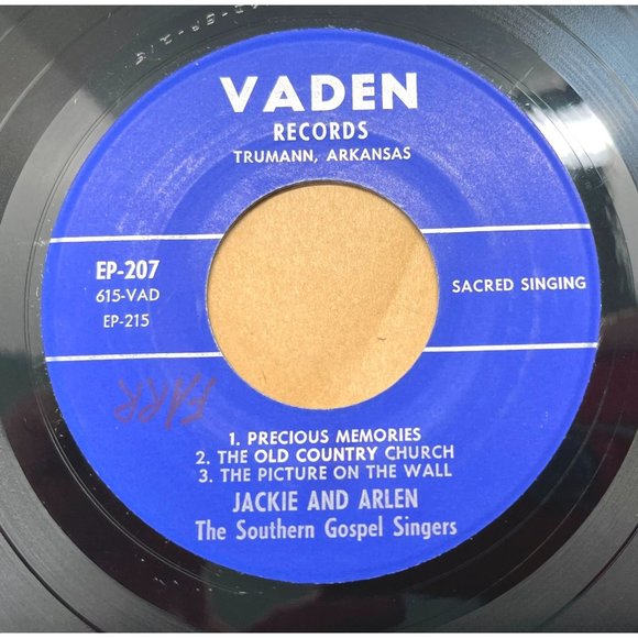Jackie and Arlen Sinner's Plea Hillbilly Gospel 45 Record Vaden 207 EP - Picture 2 of 4
